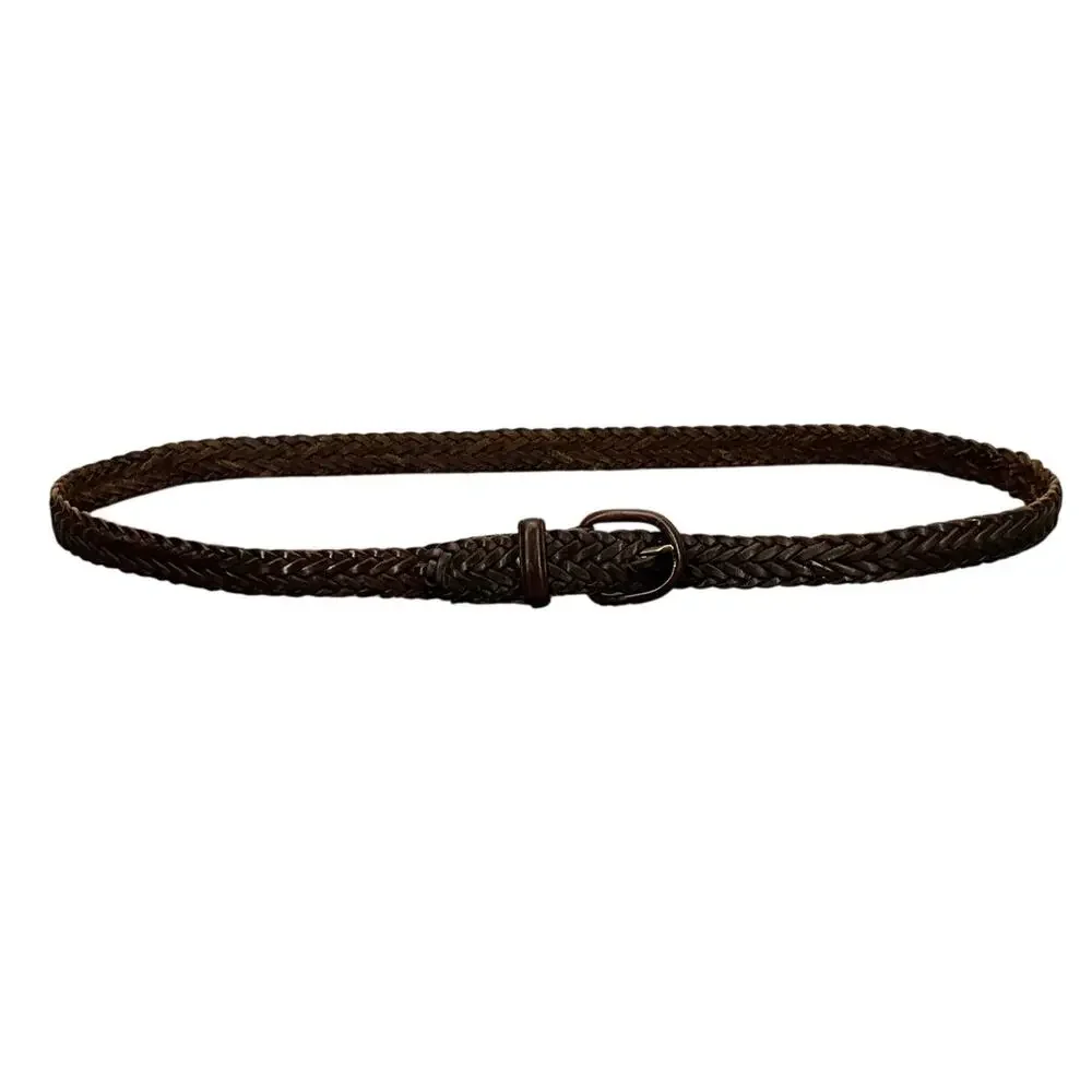 Vintage Dockers Brown Braided Leather Adjustable Belt 41”-45”